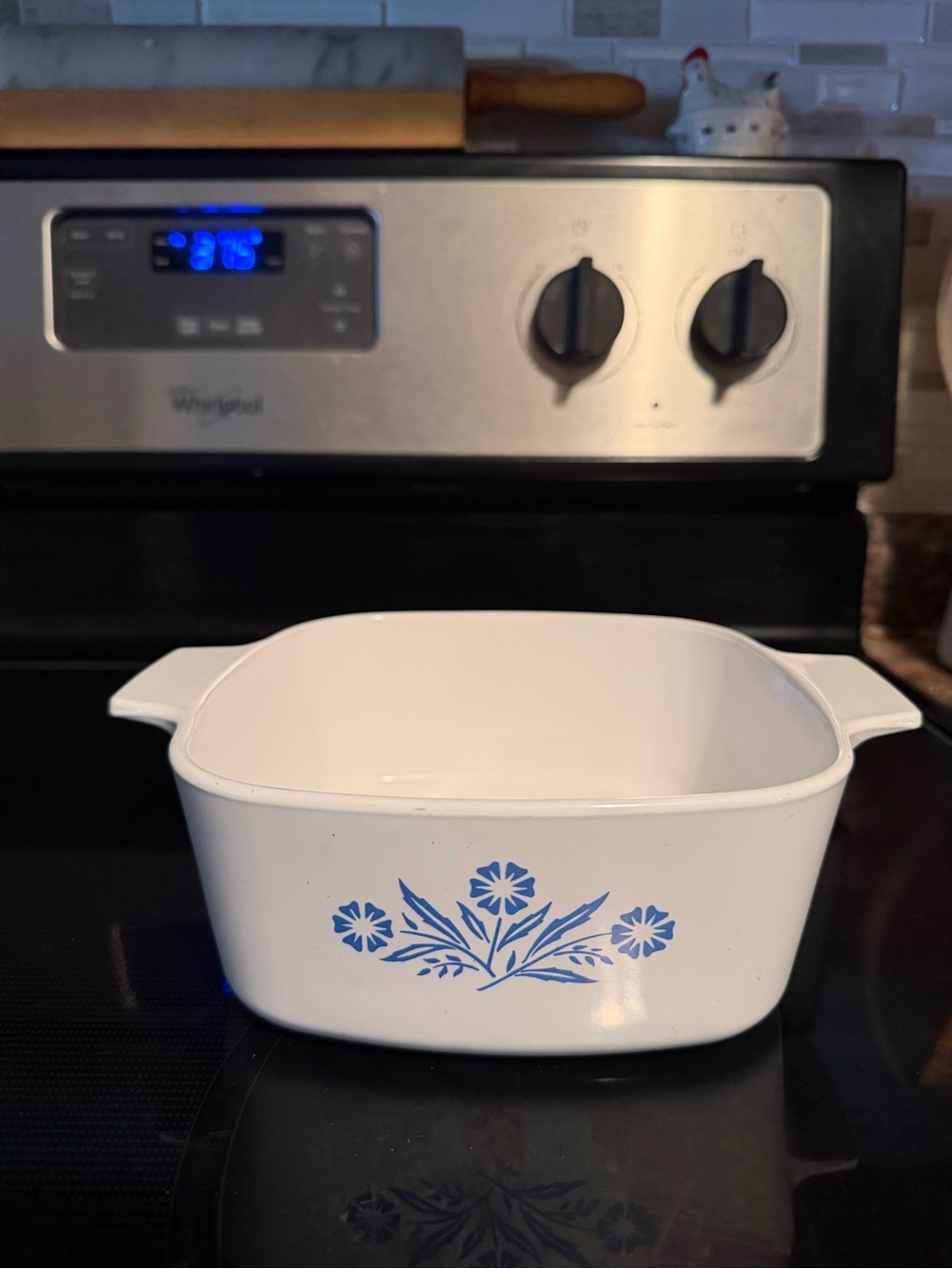 Vintage Blue Floral White Casserole Dish - CorningWare